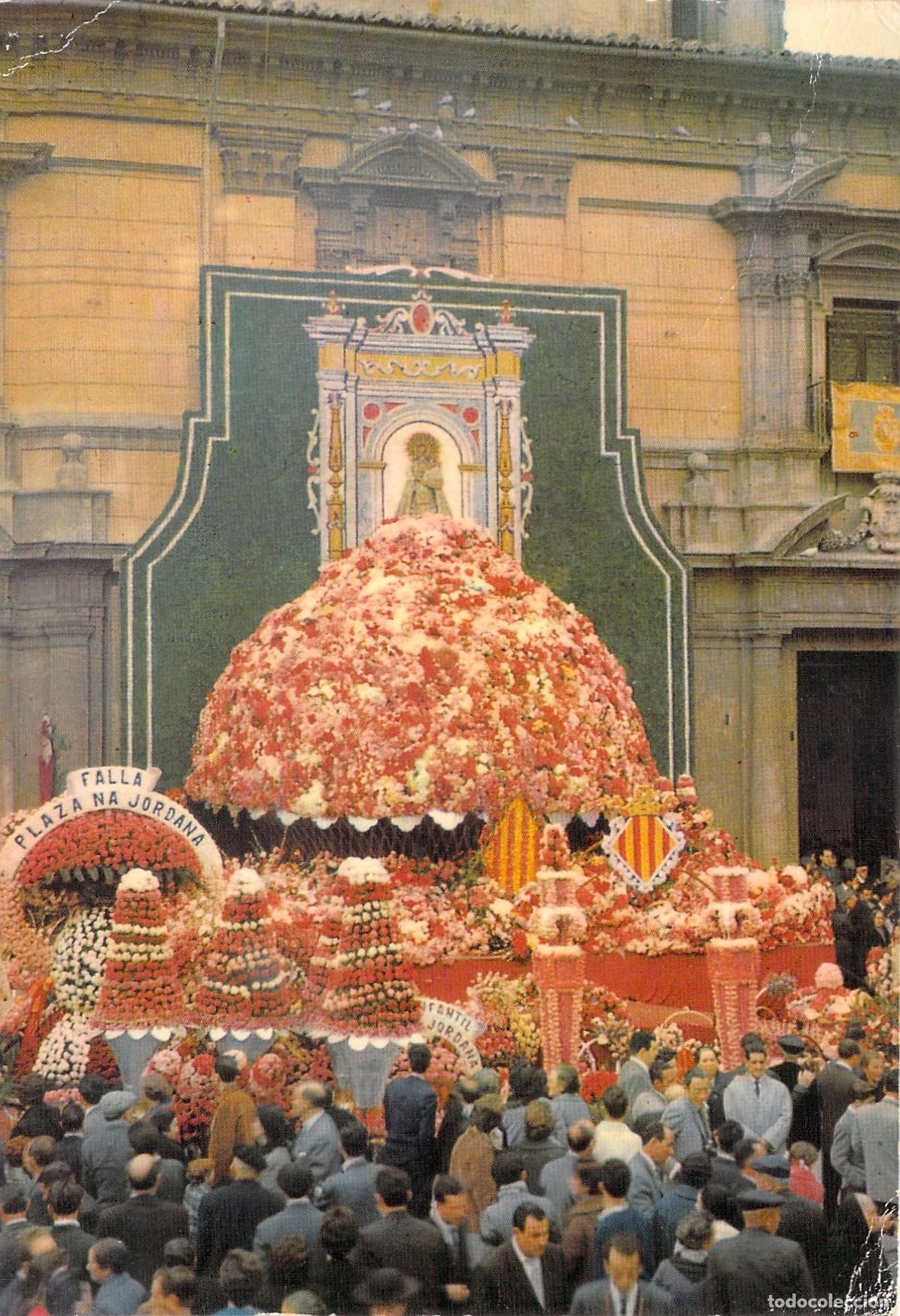 Postales: Postal de la Ofrenda de Flores a la Virgen en Valencia