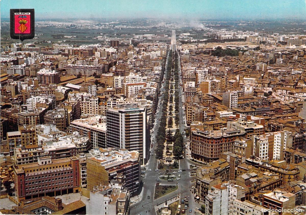 Postales: Postal de Valencia Vista A&eacute;rea de Plaza de Espa&ntilde;a y Gran V&iacute;a