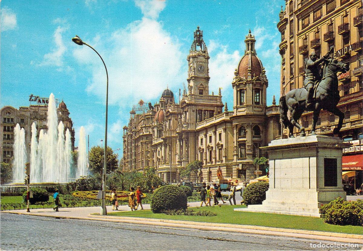 Postales: Postal de Valencia, Plaza del Caudillo y Ayuntamiento
