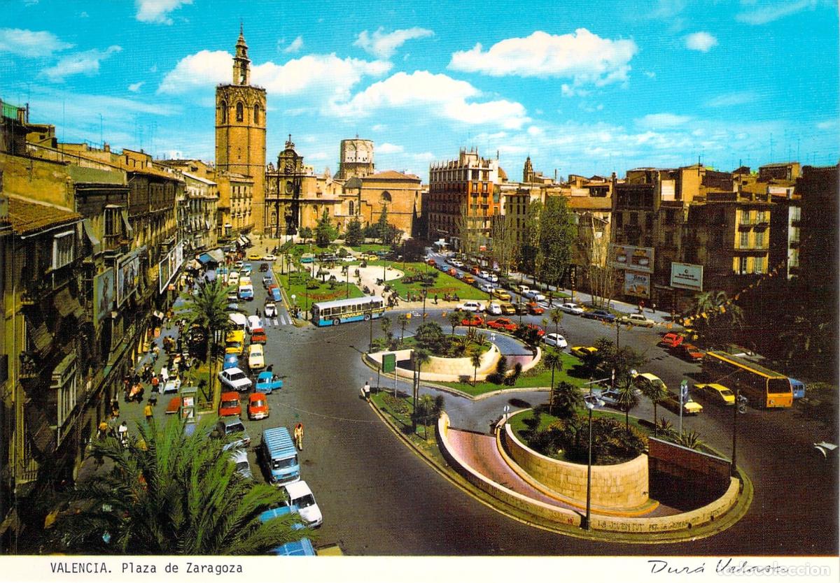 Postales: Postal Plaza de Zaragoza en Valencia con Vista de la Catedral