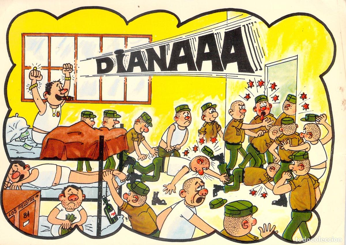 Postales: Postal humor&iacute;stica sobre el servicio militar en Espa&ntilde;a