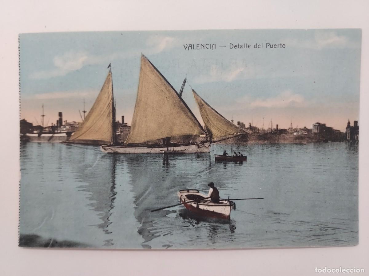 Postales: POSTAL VALENCIA DETALLE DEL PUERTO. SIN CIRCULAR. CA. 1920. ANTIGUA COLOREADA