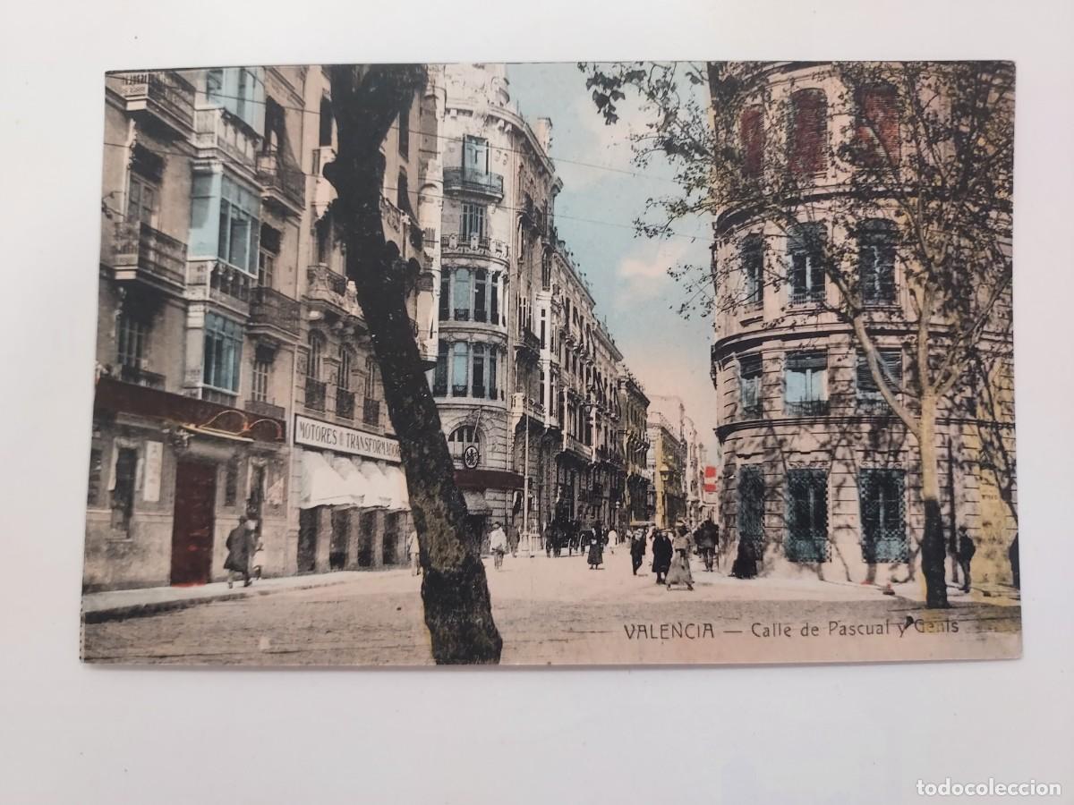 Postales: POSTAL VALENCIA CALLE DE PASCUAL Y GENIS. SIN CIRCULAR. CA. 1920. ANTIGUA COLOREADA