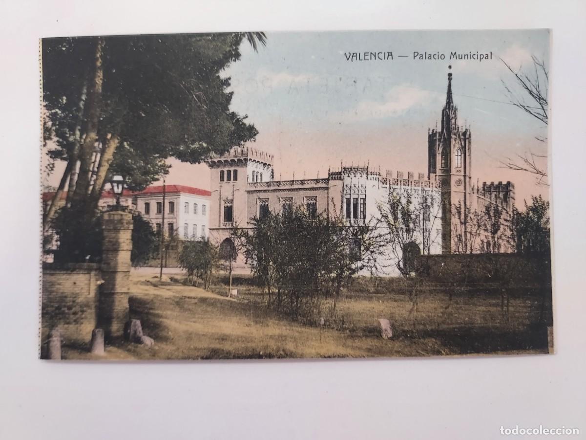 Postales: POSTAL VALENCIA PALACIO MUNICIPAL. SIN CIRCULAR. CA. 1920. ANTIGUA COLOREADA