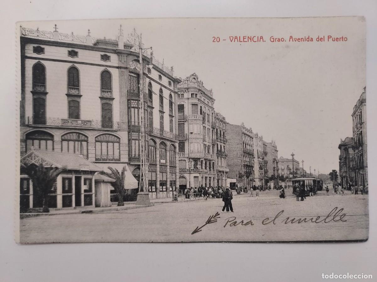 Postales: POSTAL VALENCIA GRAN AVENIDA DEL PUERTO. ESCRITA CA. 1923. THOMAS