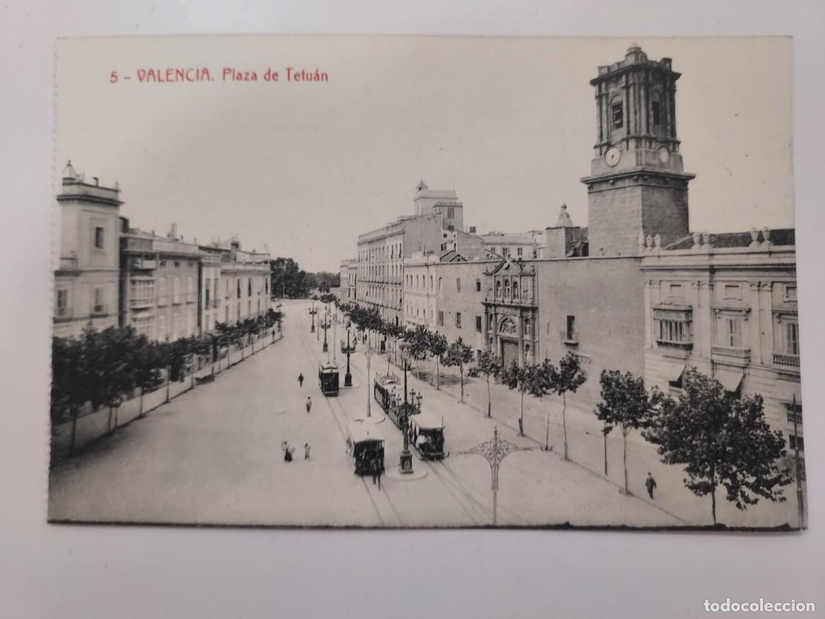 Postales: POSTAL VALENCIA PLAZA DE TETUAN. ESCRITA CA. 1923. THOMAS. TRANVIA