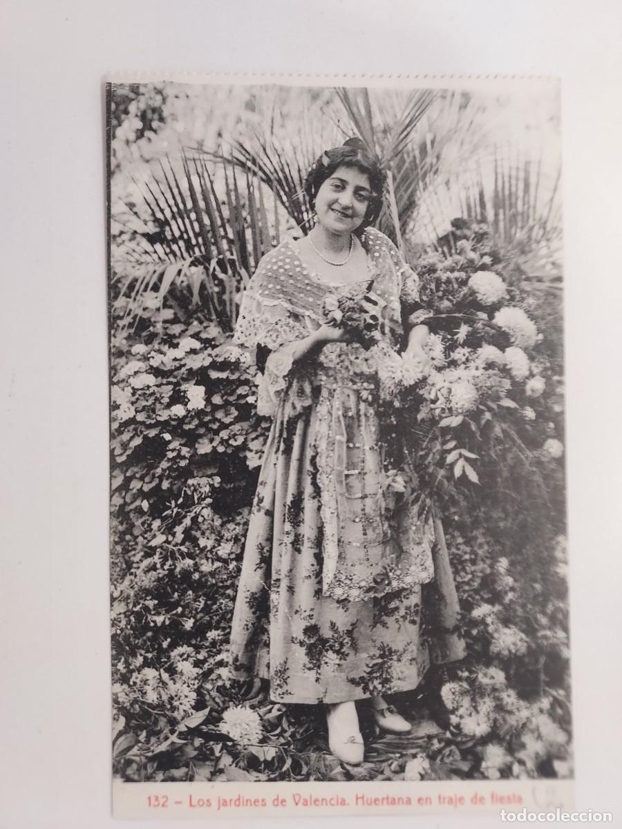 Postales: POSTAL VALENCIA LOS JARDINES DE VALENCIA HUERTANA EN TRAJE DE FIESTA. SIN CIRCULAR. CA. 1923. THOMAS