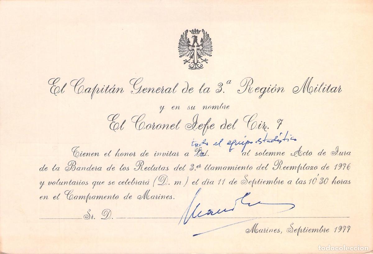 Postales: Postal de invitaci&oacute;n a Jura de Bandera en Campamento de Marines