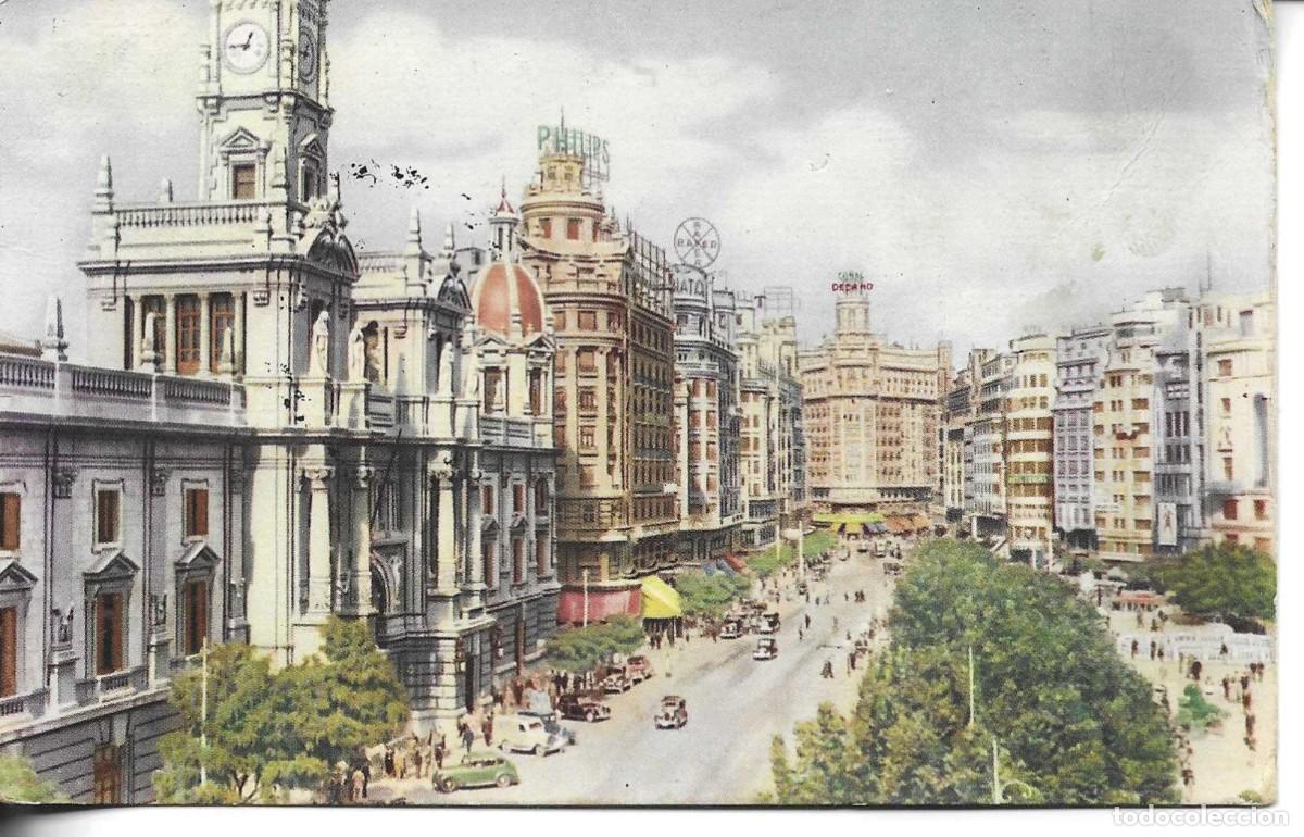 Postales: &rdquo;Valencia. Plaza del Caudillo&rdquo; Postal fotogr&aacute;fica antigua. 9 x 14 cms.
