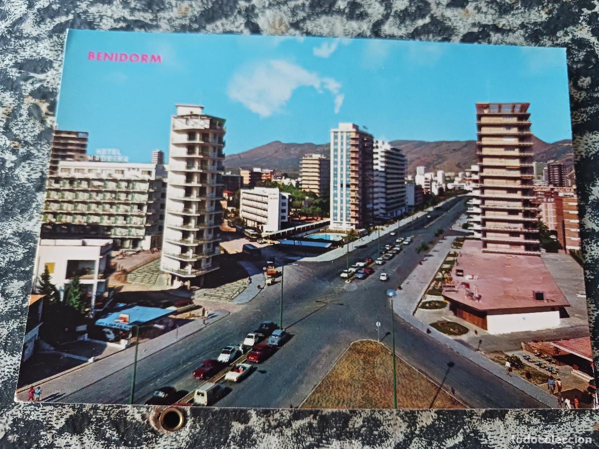 Postales: 34 benidorm, avenida del mediterraneo, ed. galiana