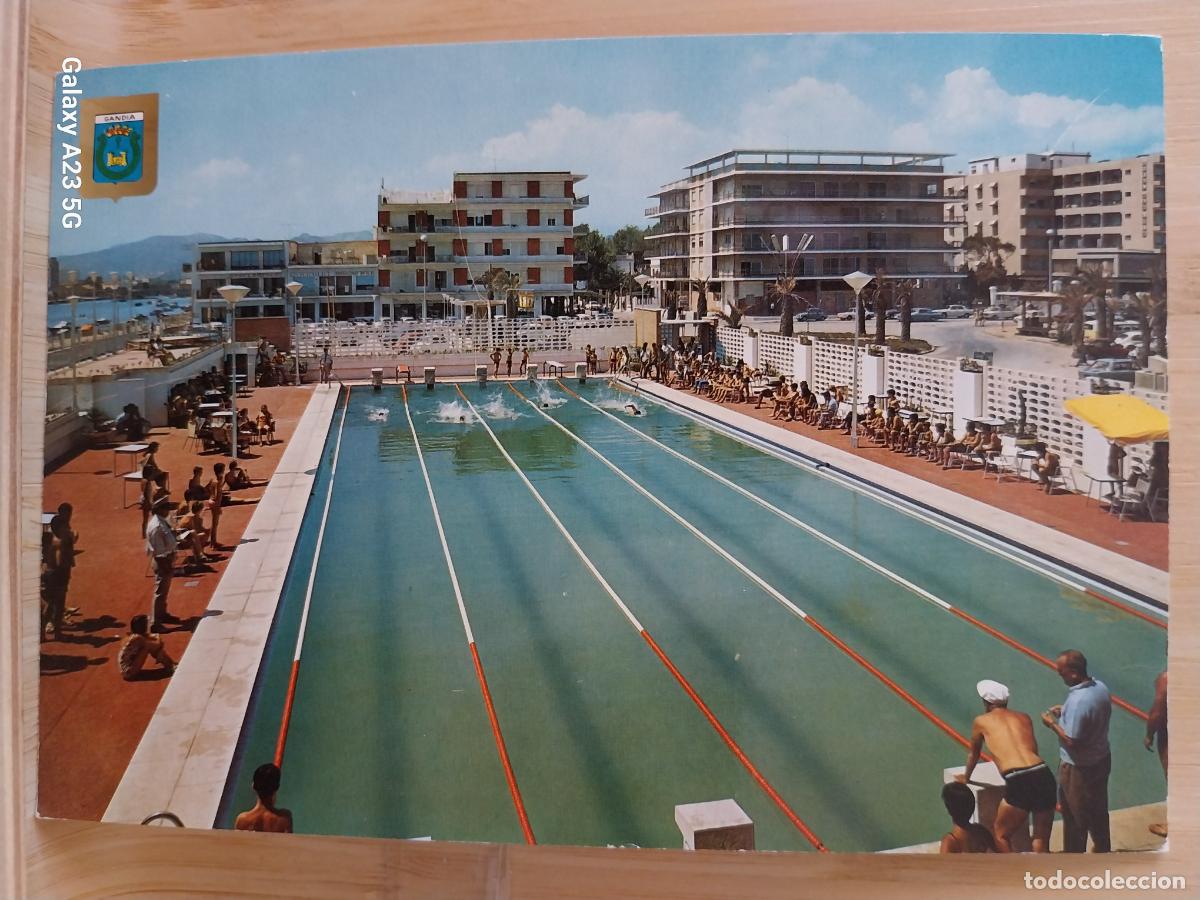 Postales: GANDIA CLUB NAUTICO PISCINA ED FISA 45 ESCRITA A&Ntilde;OS 70 ANIMADA