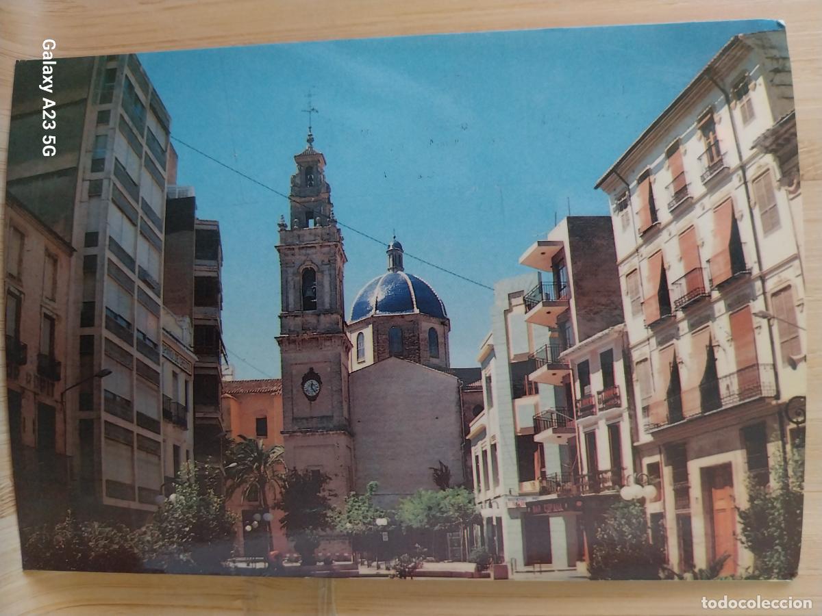 Postales: PLAZA DE SUECA AYUNTAMIENTO TORRE IGLESIA SAN PEDRO ED FAYOS FOTO JULIAN PARRELL GRANEL