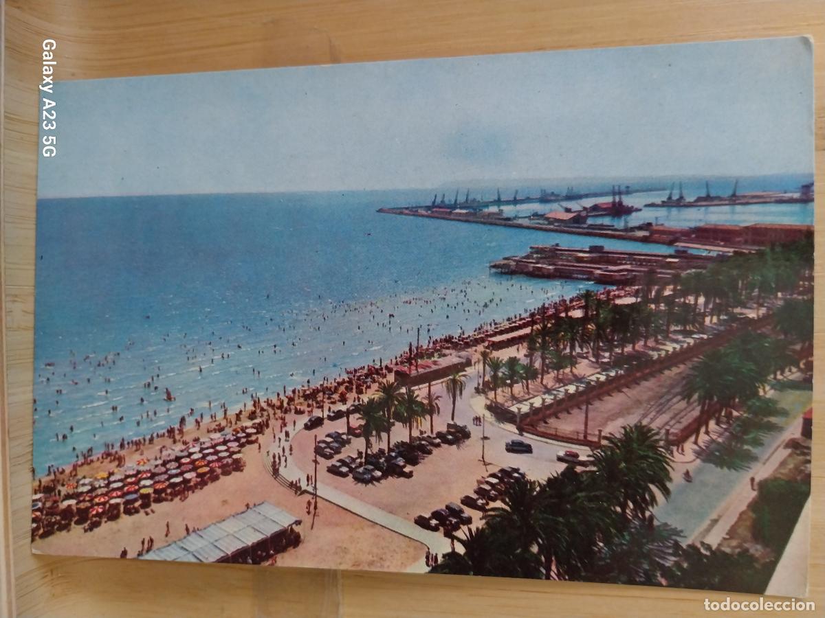 Postales: PLAYA Y PUERTO ALICANTE ED JUQUEMO 63 SC ORIGINAL ANIMADA COCHES CL&Aacute;SICOS