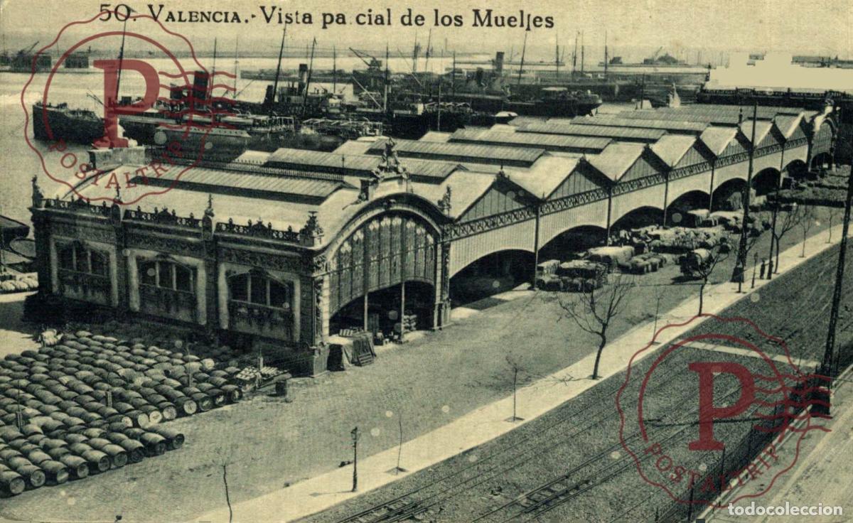 Postales: VALENCIA. VISTA PARCIAL DE LOS MUELLES.