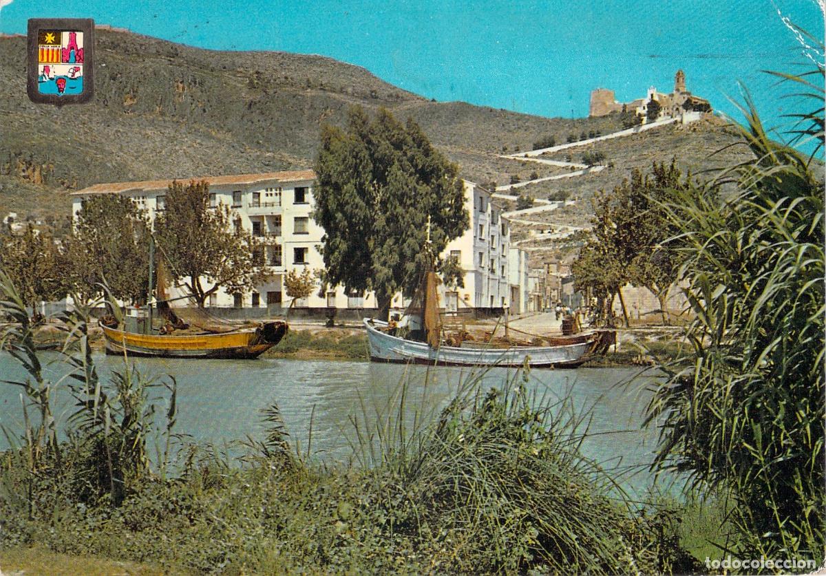 Postales: Postal de Cullera con embarcadero y barcos en el r&iacute;o J&uacute;car