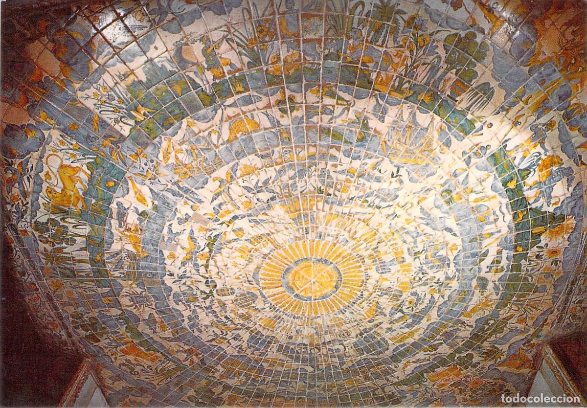 Postales: Postal de Gand&iacute;a: Azulejos de la Galer&iacute;a Dorada del Palacio del Santo Duque
