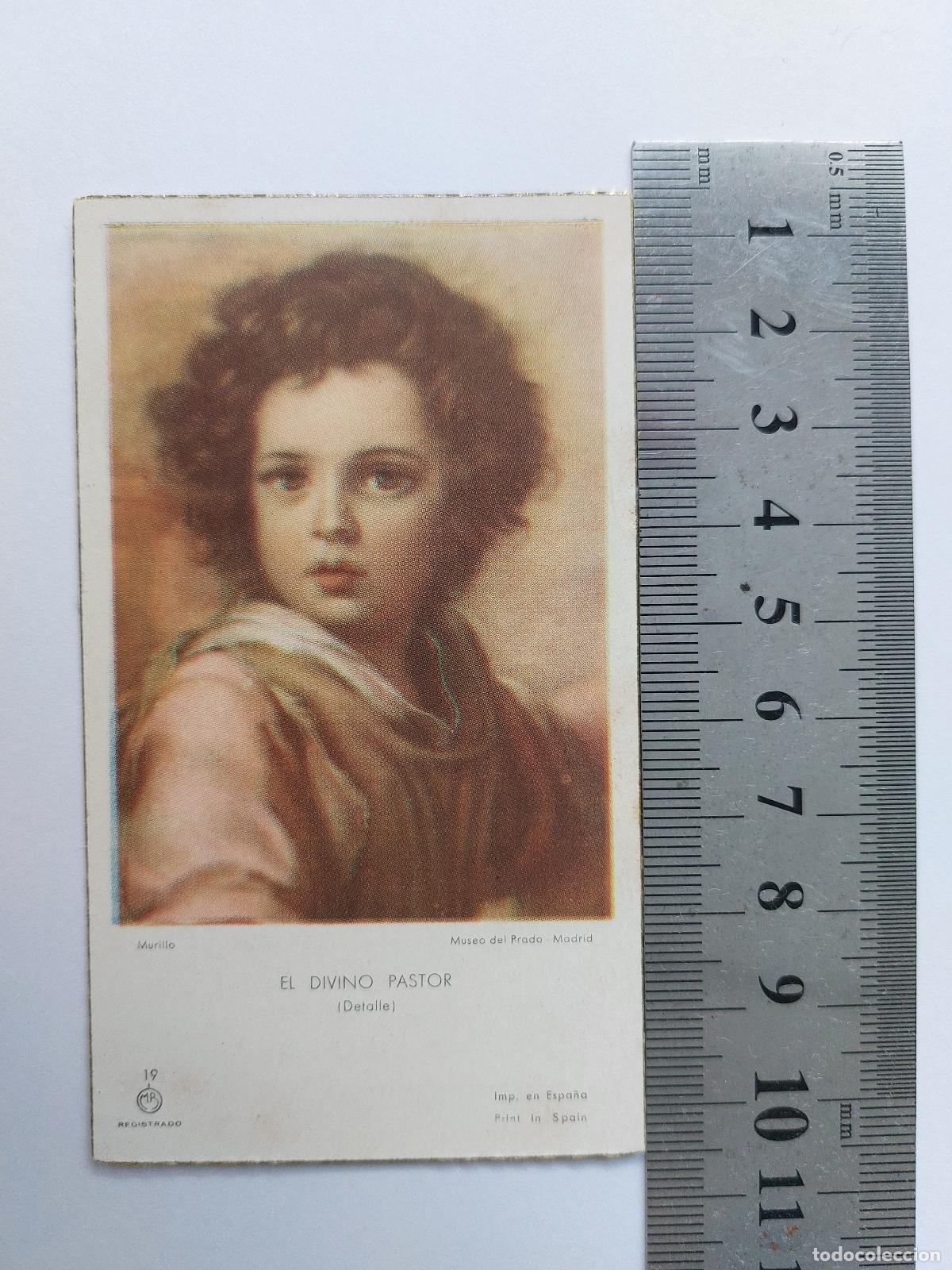 Postales: Estampa religiosa recuerdo de primera comuni&oacute;n El Divino Pastor Murillo