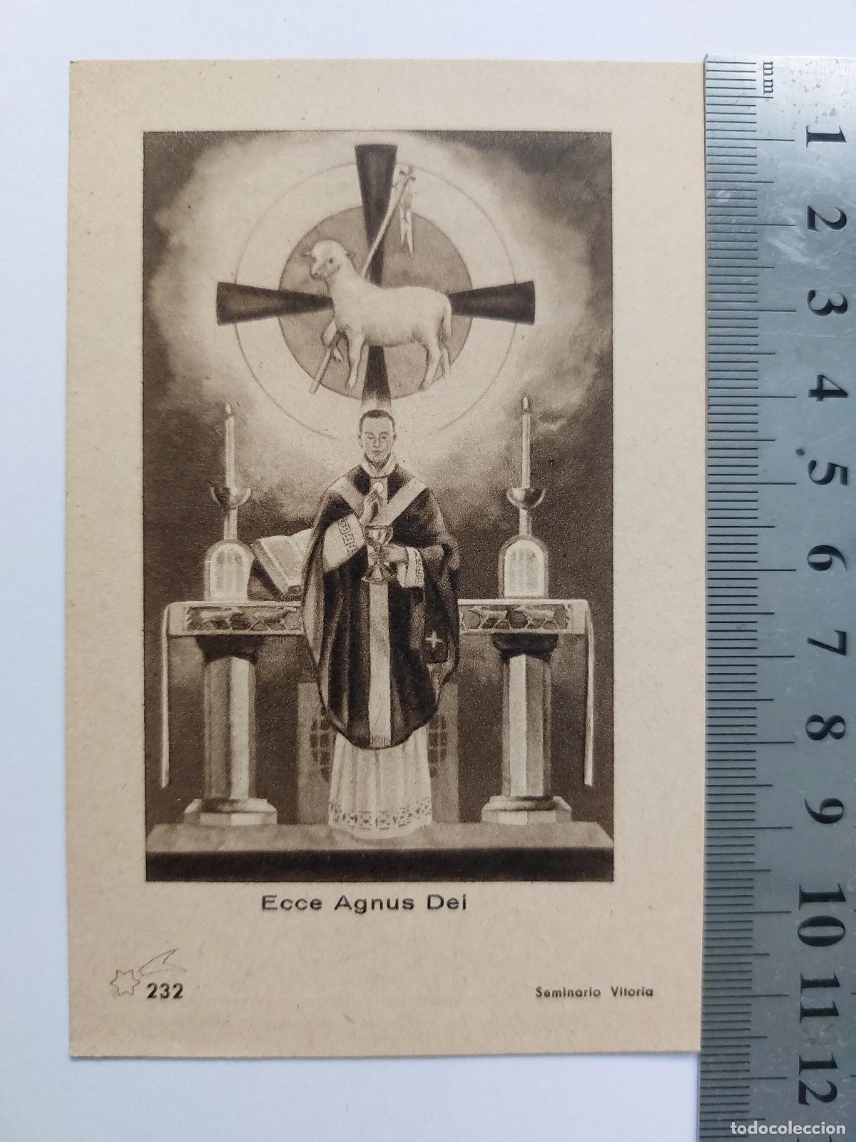 Postales: Estampa religiosa Ecce Agnus Dei Bodas de Plata Sacerdotes Valencia