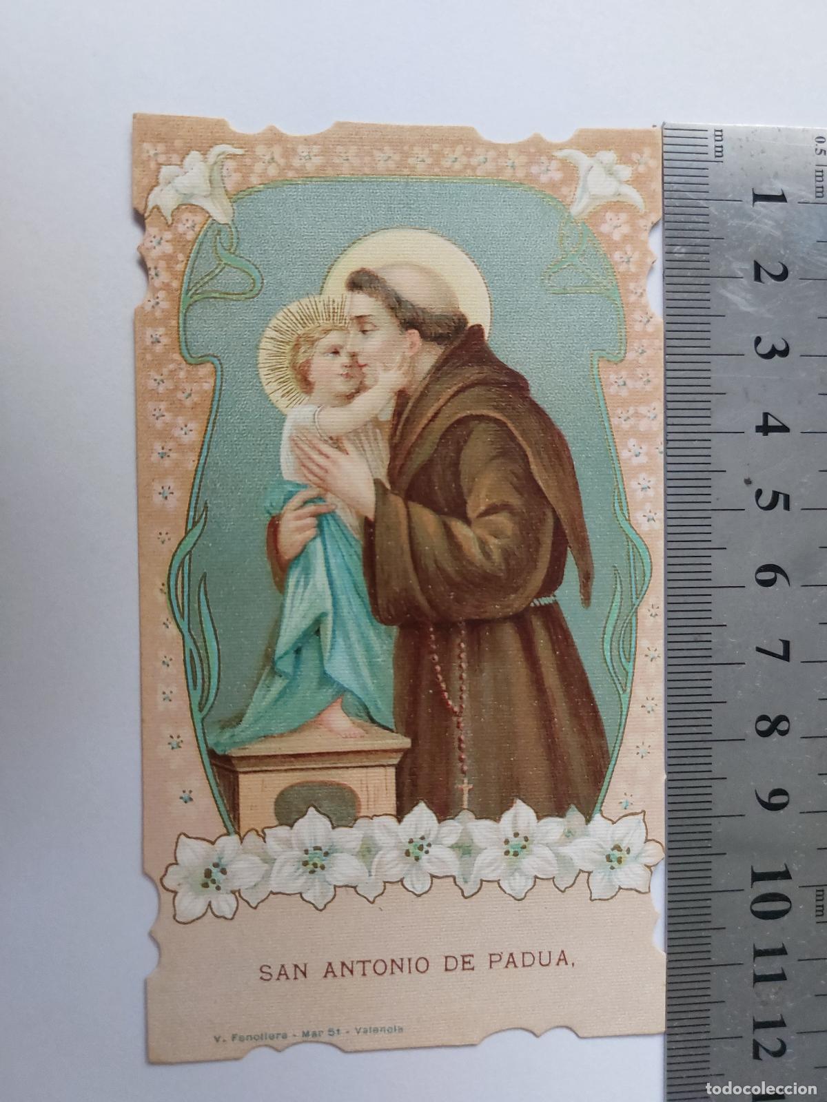 Postales: Estampa religiosa de San Antonio de Padua con oraci&oacute;n