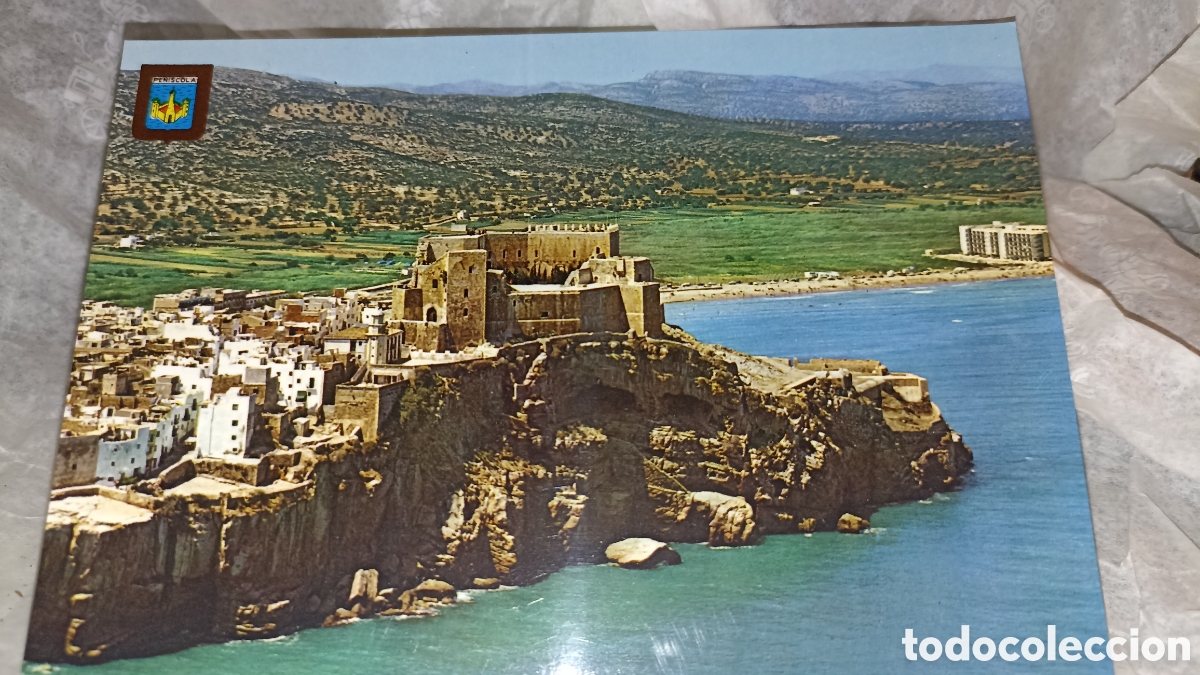 Postales: Pe&ntilde;&iacute;scola Castell&oacute;n castillo y la playa ediciones comas aldea postales escudo del oro