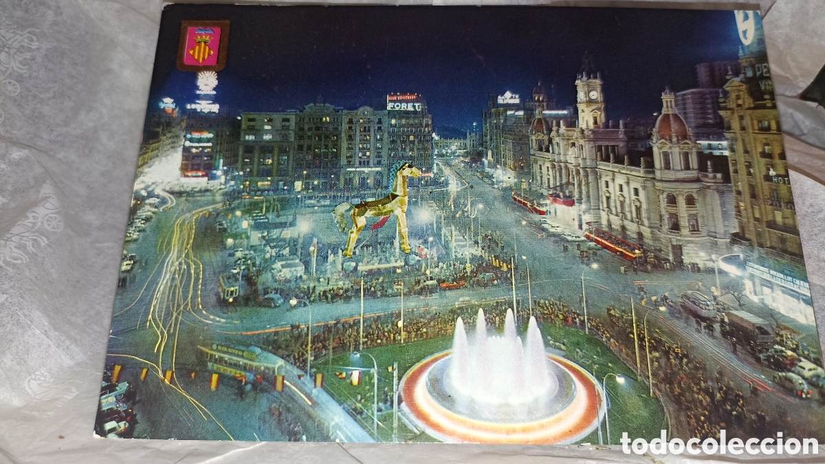 Postales: Valencia plaza del caudillo en d&iacute;a de fallas
