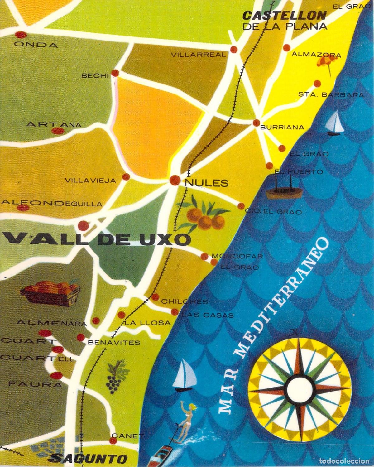 Postales: Postal Mapa de la Costa de Castell&oacute;n