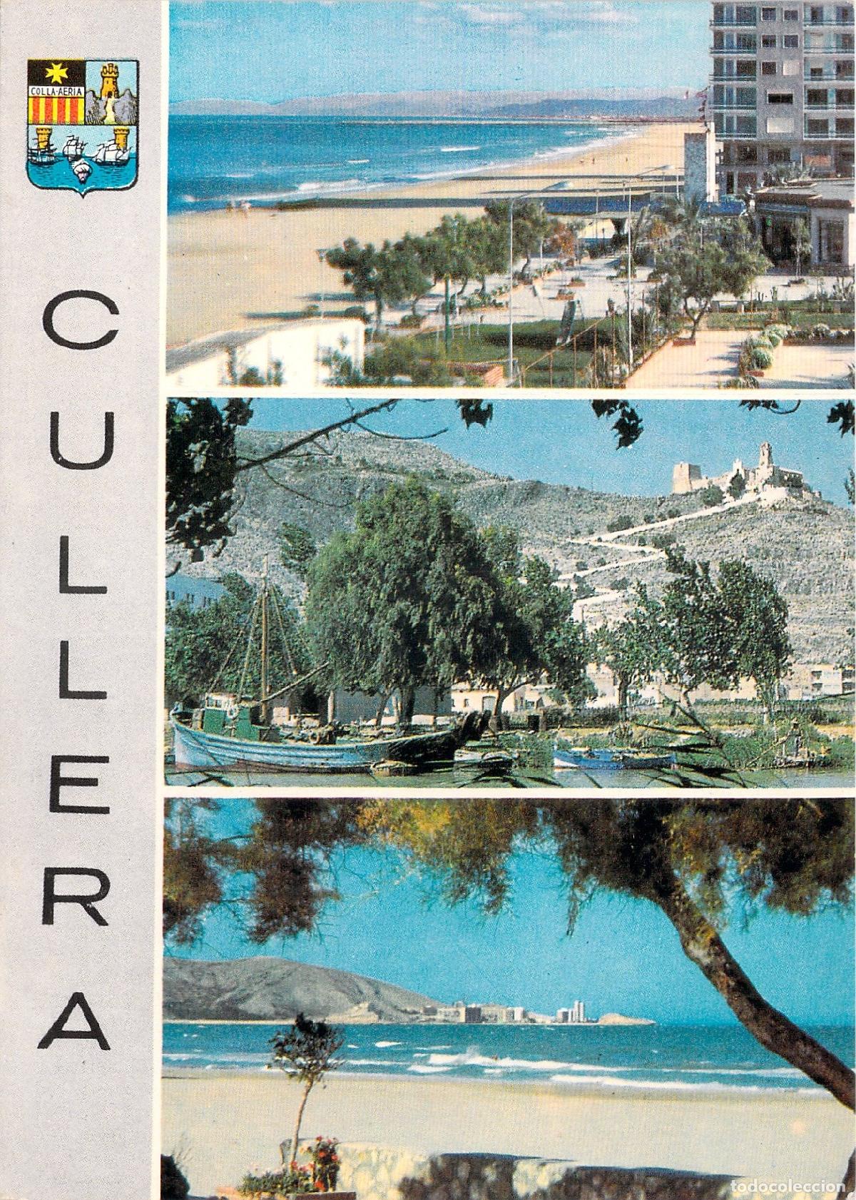 Postales: Postal de Cullera, Valencia: Plaza, Castillo y Playa