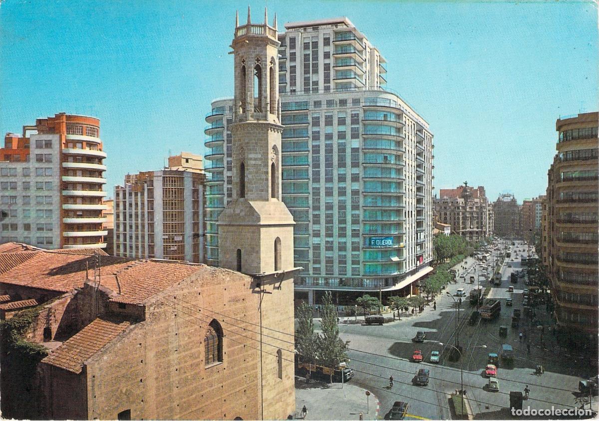 Postales: Postal de la Plaza de San Agustin y Calle de Jativa en Valencia