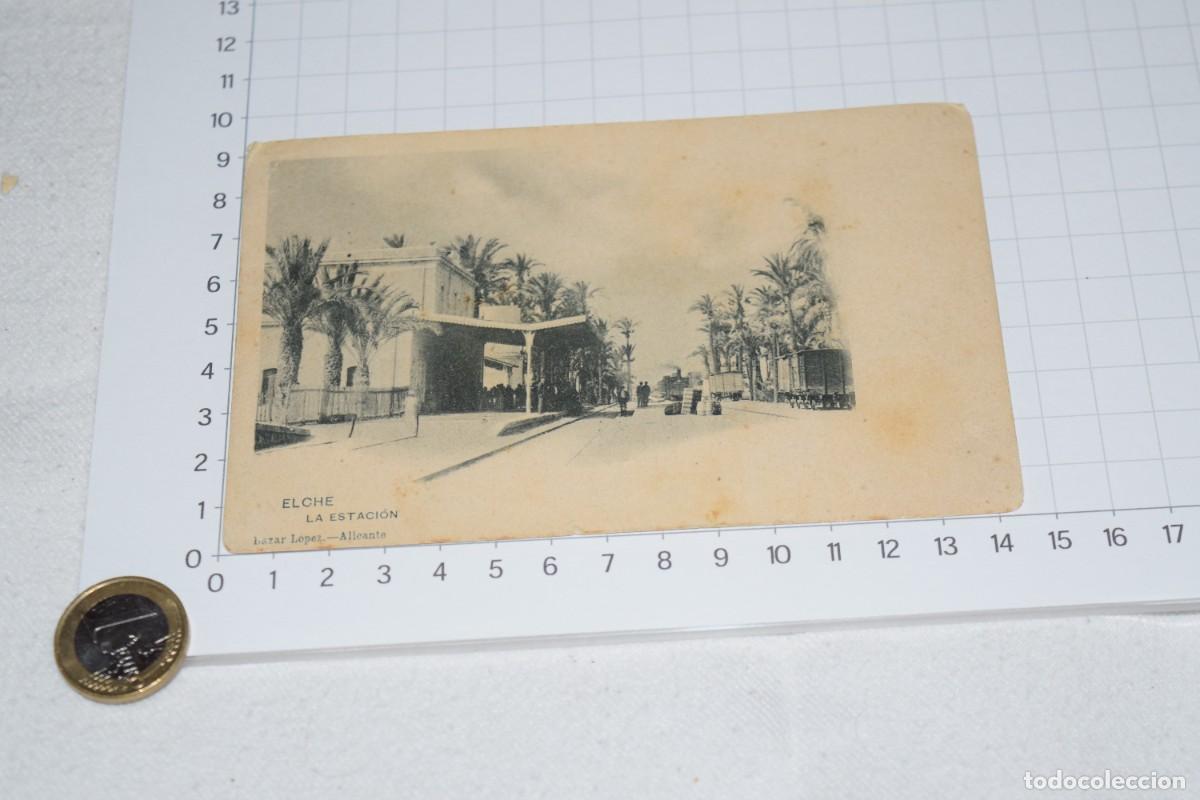 Postales: ELCHE, La Estaci&oacute;n / Bazar L&oacute;pez, Alicante, postal original, en B/N - Sobre principios 1900 - &iexcl;Mira!