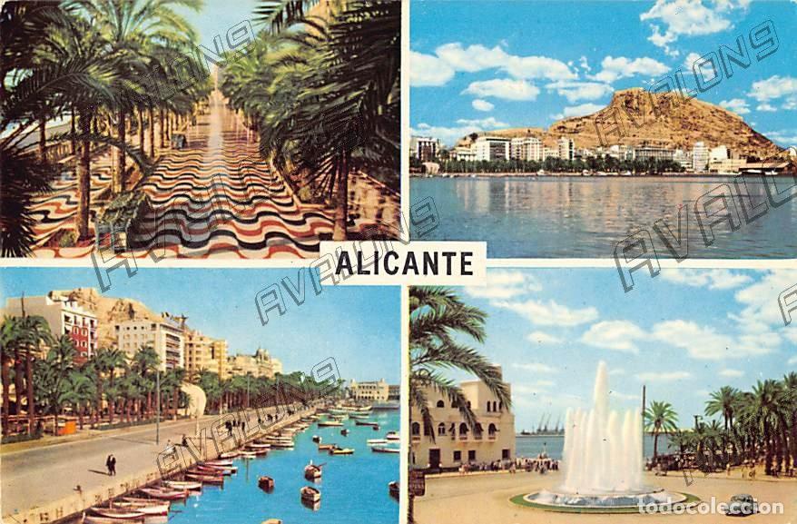 Postales: Alicante vistas variadas - Circulada con sello - 1968