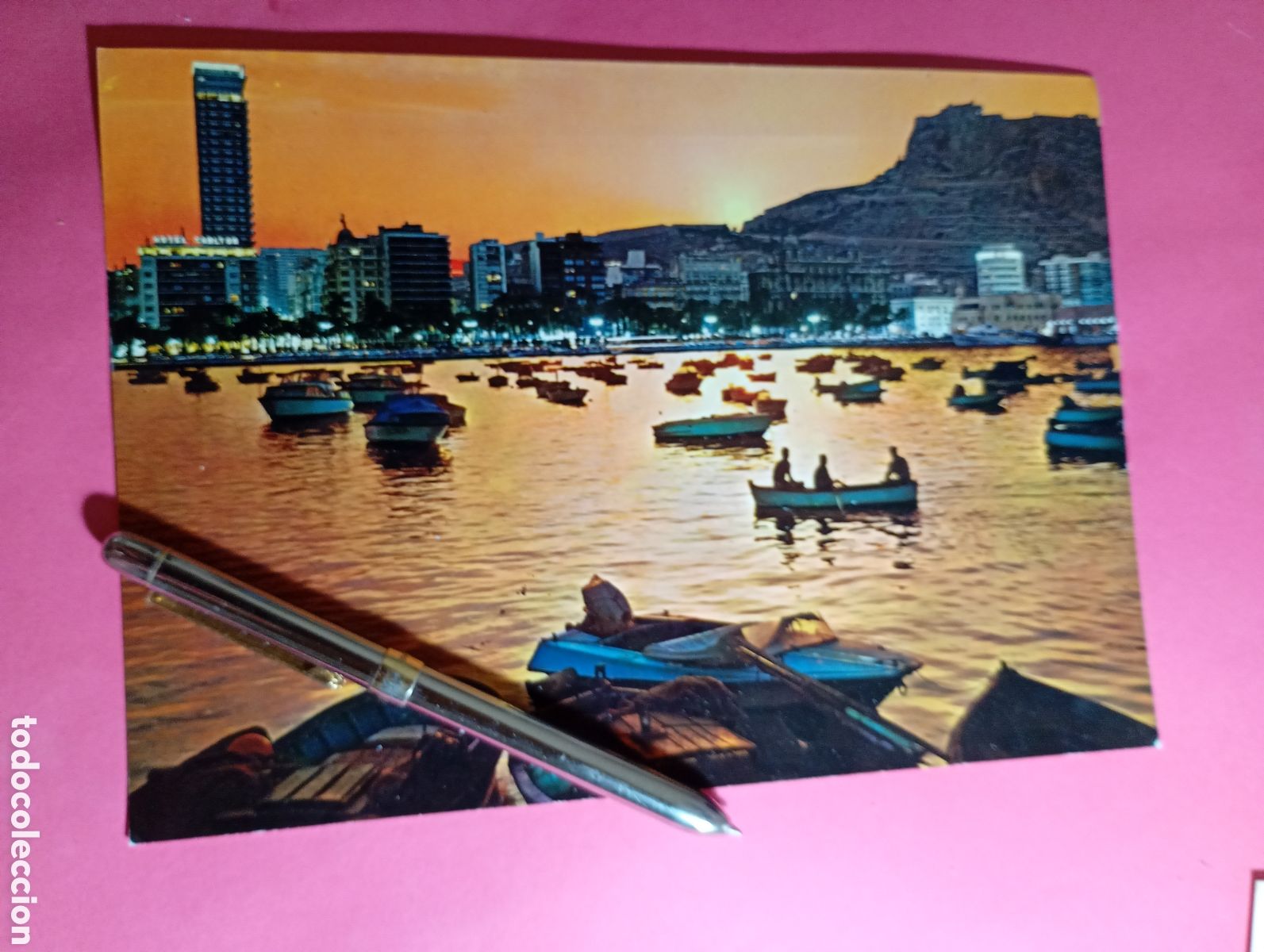 Postales: ALICANTE ALACANT PUESTA DE SOL EN EL PUERTO COLOR S/C GRAN TAMA&Ntilde;O ED. COMERCIAL VIDA ALICANTE