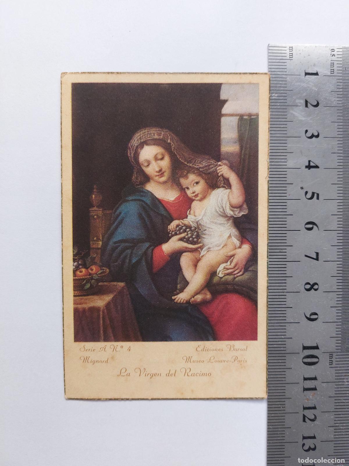 Postales: Estampa de la Virgen del Racimo de Mignard editada en Valencia 1946