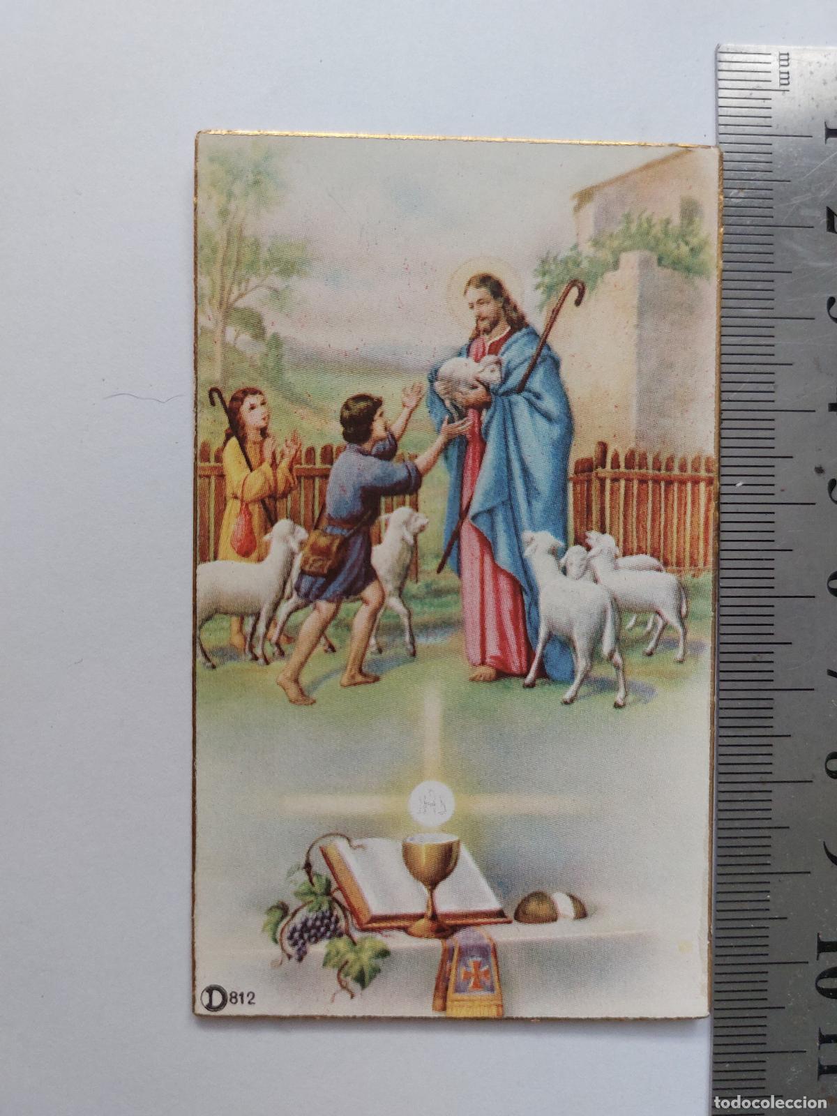 Postales: Estampa religiosa de primera comuni&oacute;n y ordenaci&oacute;n sacerdotal en Beniarj&oacute;