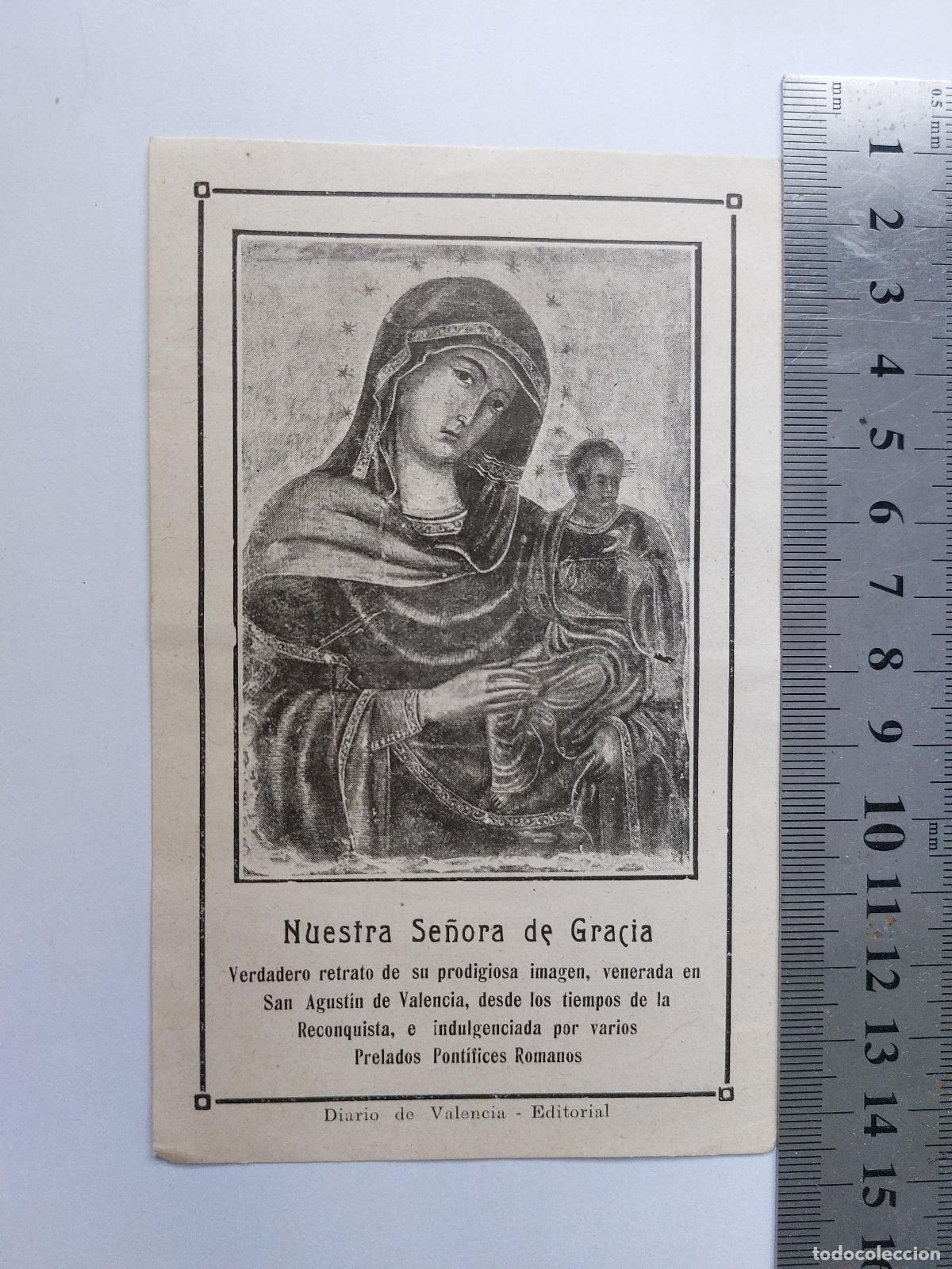 Postales: Estampa de Nuestra Se&ntilde;ora de Gracia, venerada en San Agust&iacute;n de Valencia