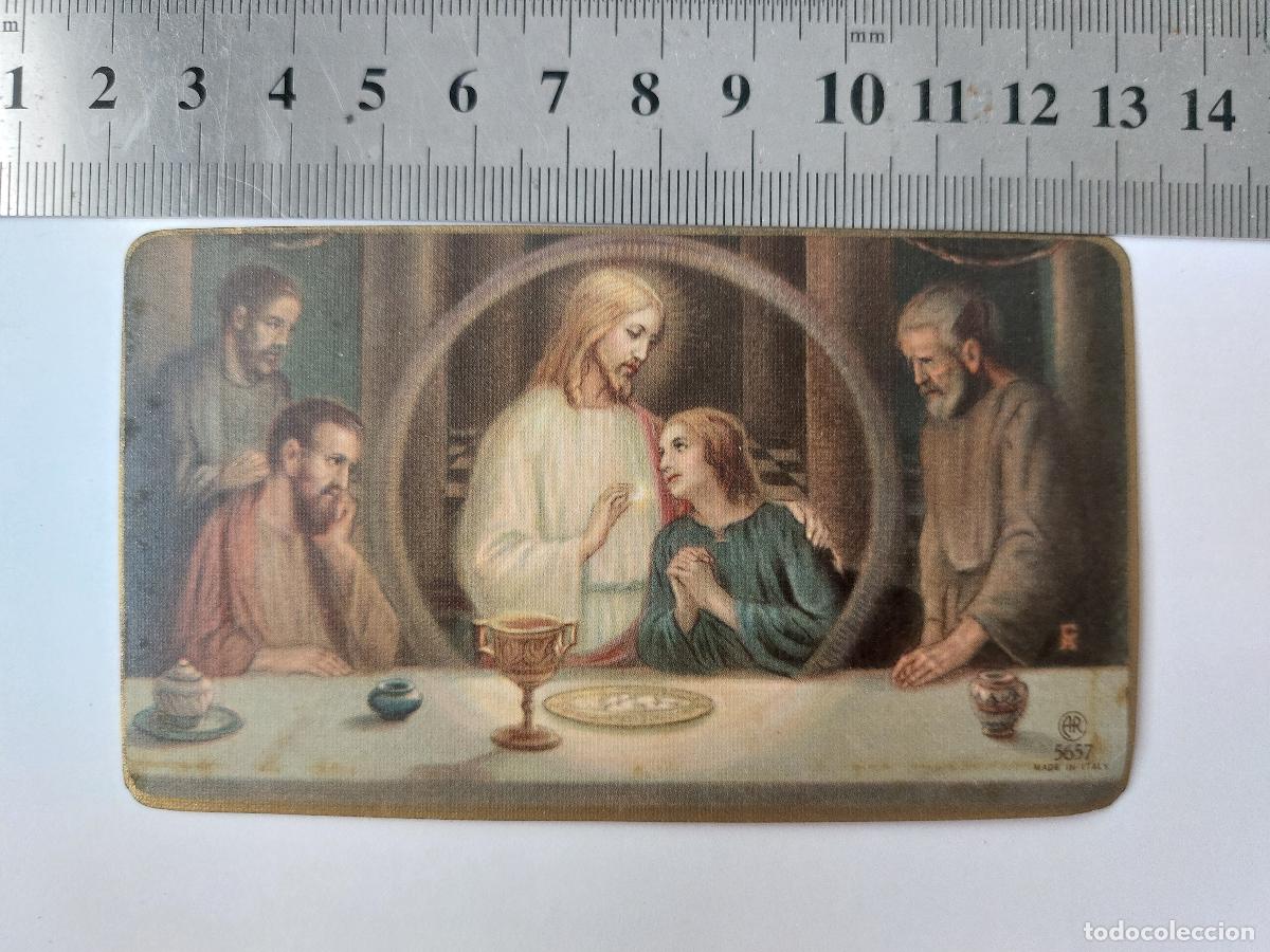 Postales: Estampa religiosa con imagen de la Eucarist&iacute;a, recuerdo de Cullera