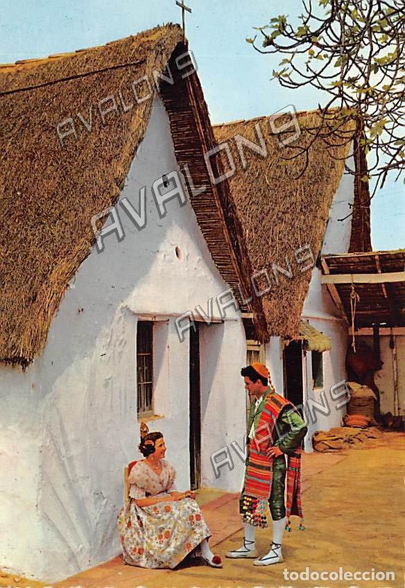 Postales: Barracas y pareja t&iacute;picas (Valencia) - Sin Circular - A&ntilde;os 60 - Bordes dentados