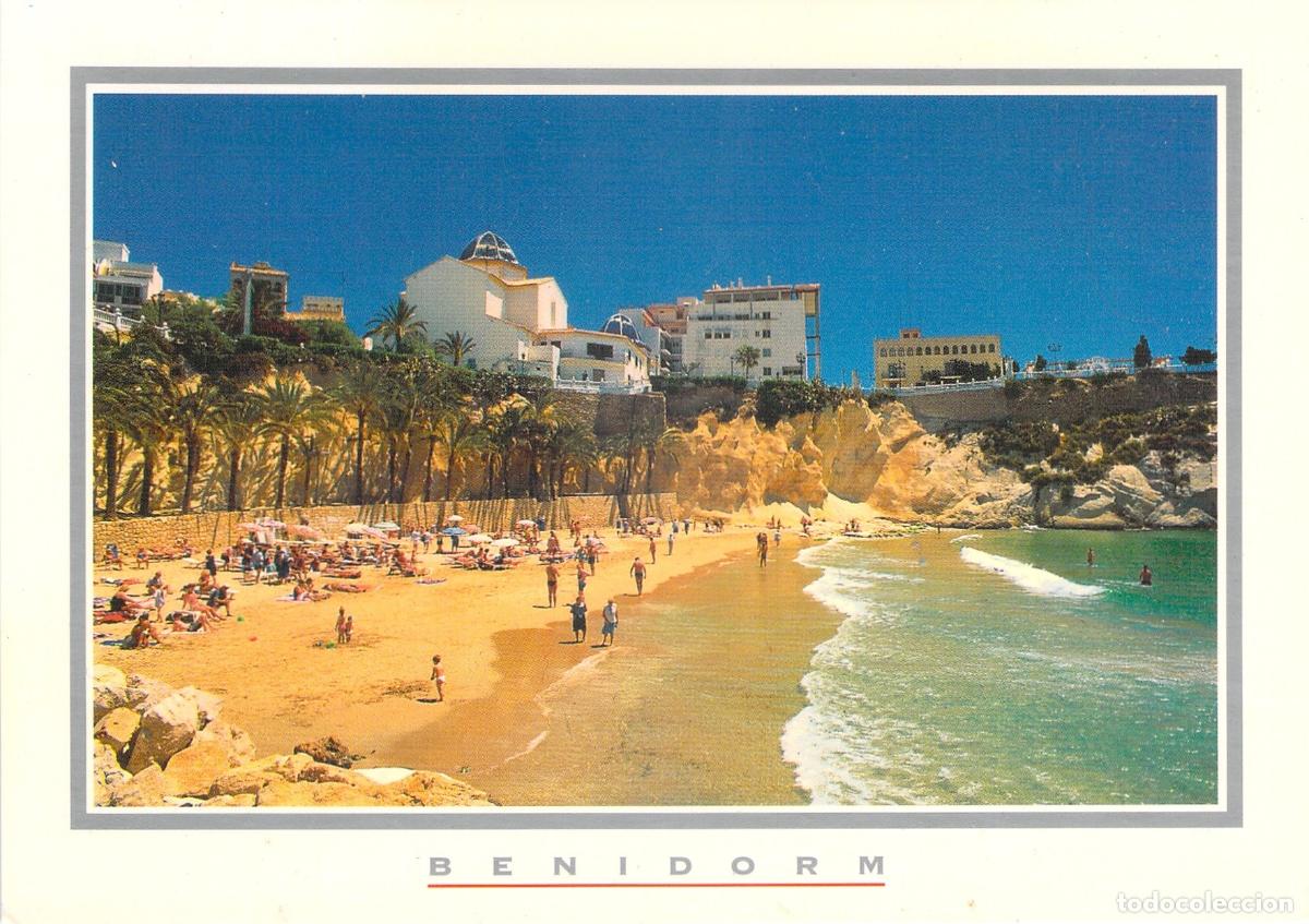 Postales: Postal de Benidorm, playa y vista panor&aacute;mica de la ciudad