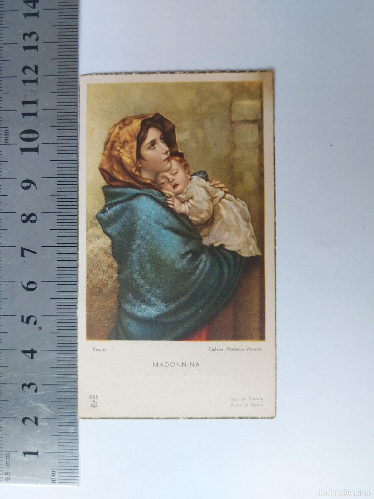 Postales: Estampa de recuerdo de Primera Comuni&oacute;n con imagen de la Madonnina