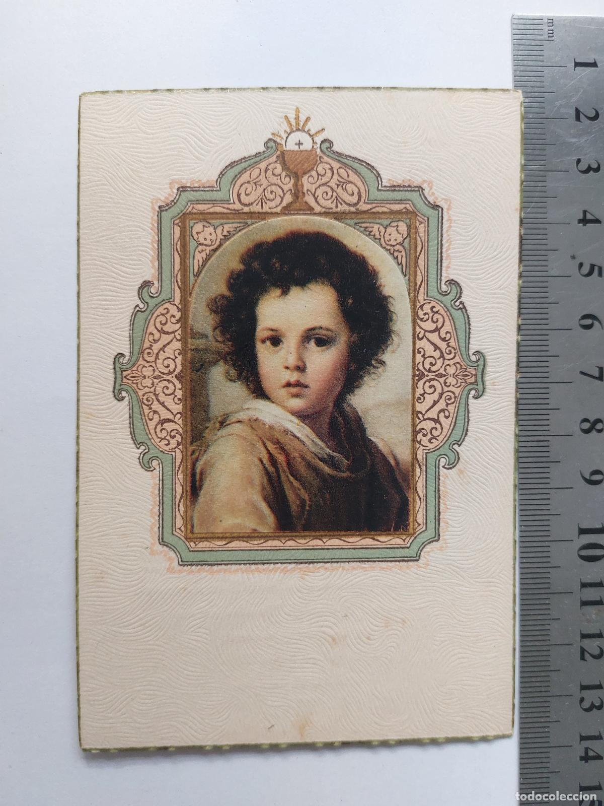 Postales: Estampa de recuerdo de Primera Comuni&oacute;n con imagen religiosa
