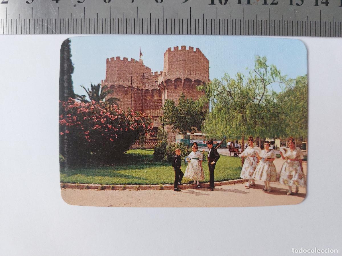 Postales: Estampa de las Torres de Serranos en Valencia con calendario de 1983