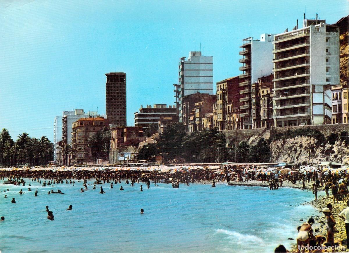 Postales: Postal de la Playa del Postiguet en Alicante
