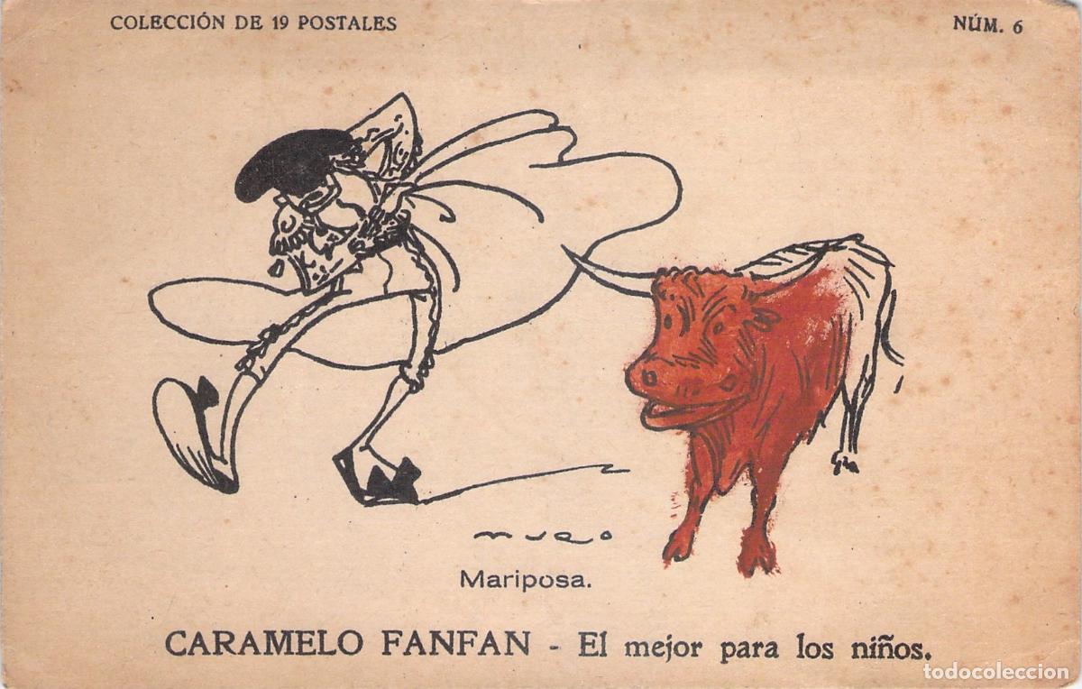 Postales: Postal ilustrada de Caramelo Fanfan con tem&aacute;tica taurina