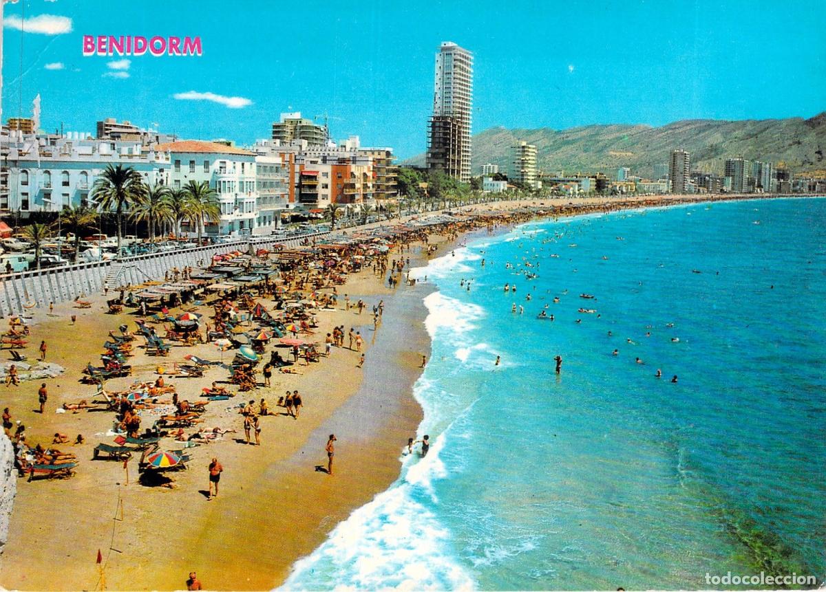 Postales: Postal de la Playa de Levante en Benidorm