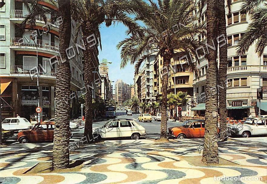 Postales: Paseo Explanada de Espa&ntilde;a y Avda. Rambla M&eacute;ndez N&uacute;&ntilde;ez (Alicante) - Sin Circular , a&ntilde;os 70