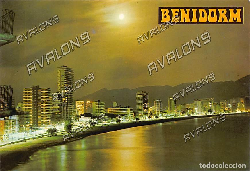 Postales: Playa de Levante a la luz de la luna en Benidorm (Alicante) - Sin Circular - A&ntilde;os 70 u 80