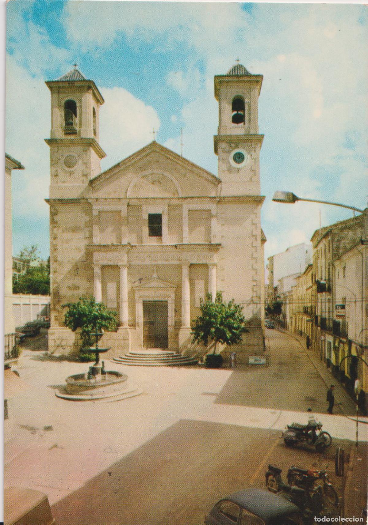 Postales: IBI (ALICANTE) IGLESIA PARROQUIAL Y PLAZA GENERAL&Iacute;SIMO - ED.RAKER N&ordm;5 - CIRCULADA
