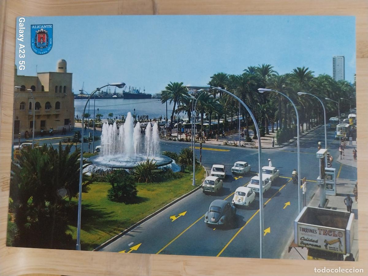 Postales: PLAZA DEL MAR Y EXPLANADA ALICANTE ED PAISA 74 SC ORIGINAL ANIMADA COCHES CLASICOS