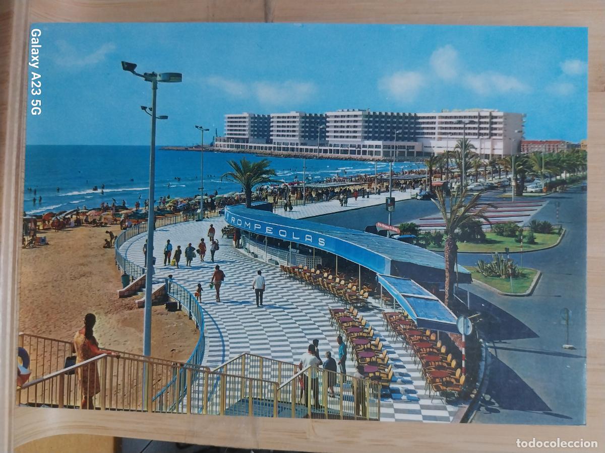 Postales: PLAYA POSTIGUET ROMPEOLAS ALICANTE ED PAPISA 208 SC ORIGINAL ANIMADA PASEO MARITIMO