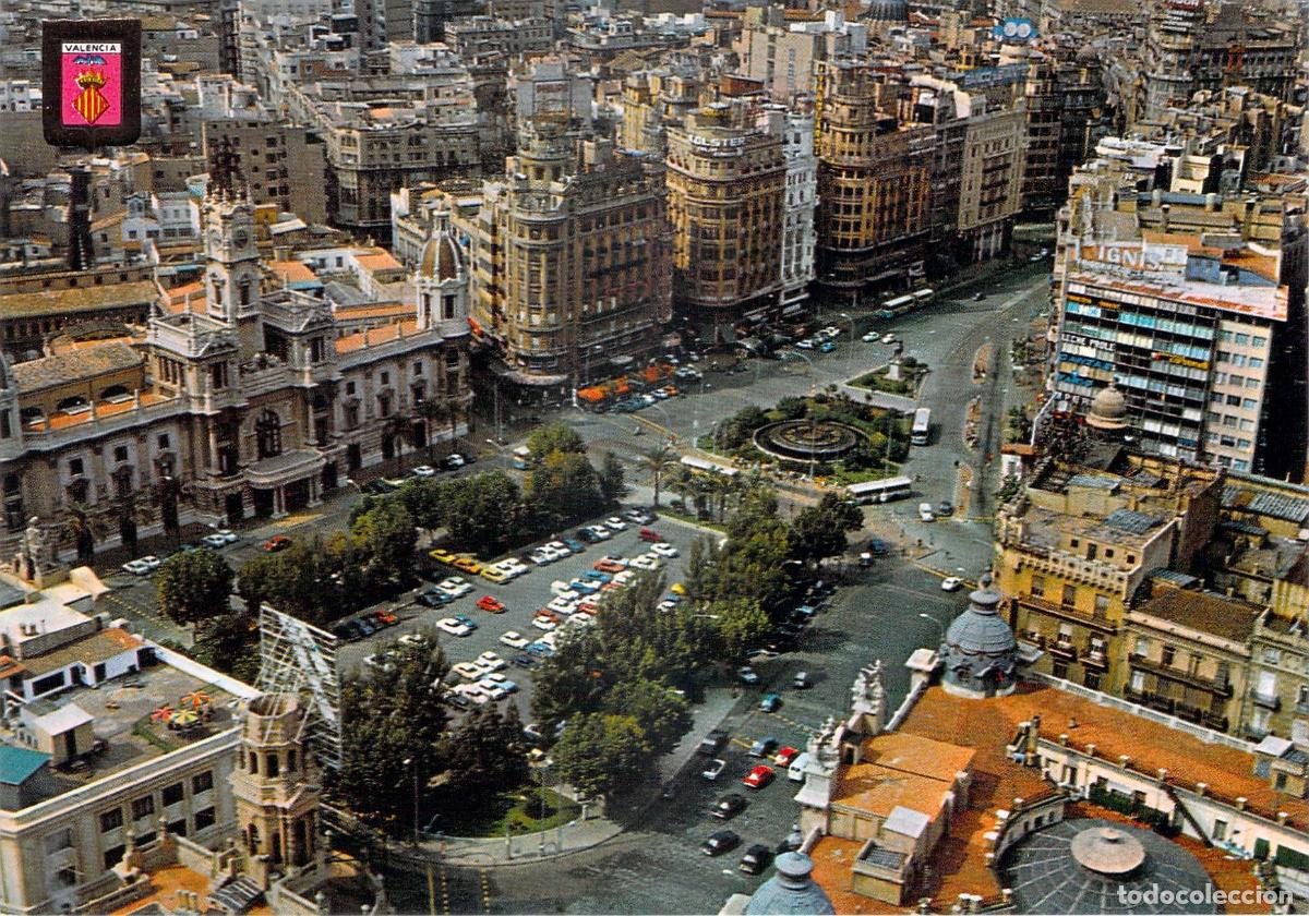 Postales: Postal de vista a&eacute;rea panor&aacute;mica del centro de la ciudad de Valencia