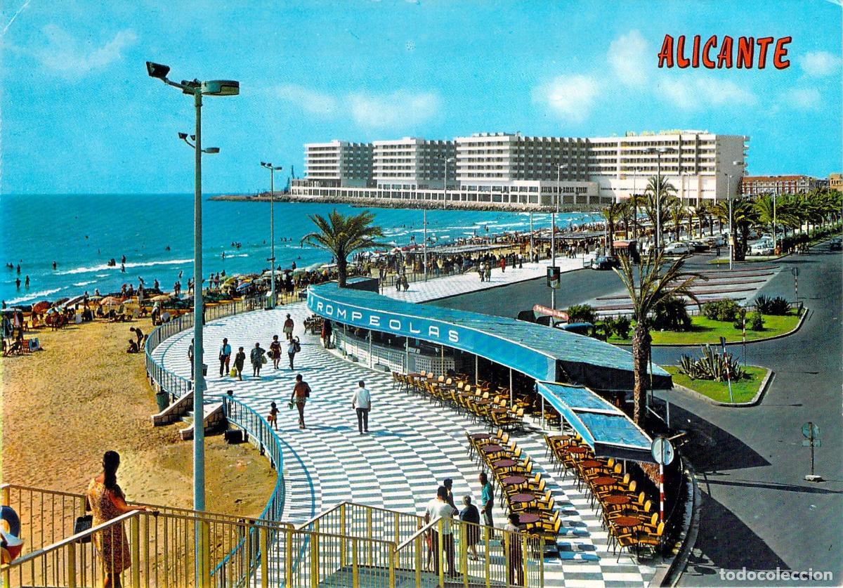 Postales: Postal de la Playa del Postiguet en Alicante